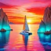 Catamaran Ship At Sunset Diamond Painting