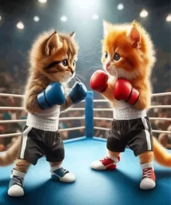 Cats Boxing Diamond Painting