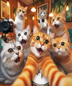 Cats Group Selfie Diamond Painting