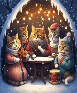 Cats Playing Instruments Diamond Painting