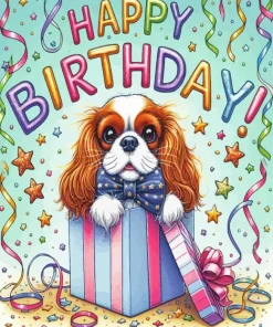 Cavalier King Charles Puppy Birthday Diamond Painting