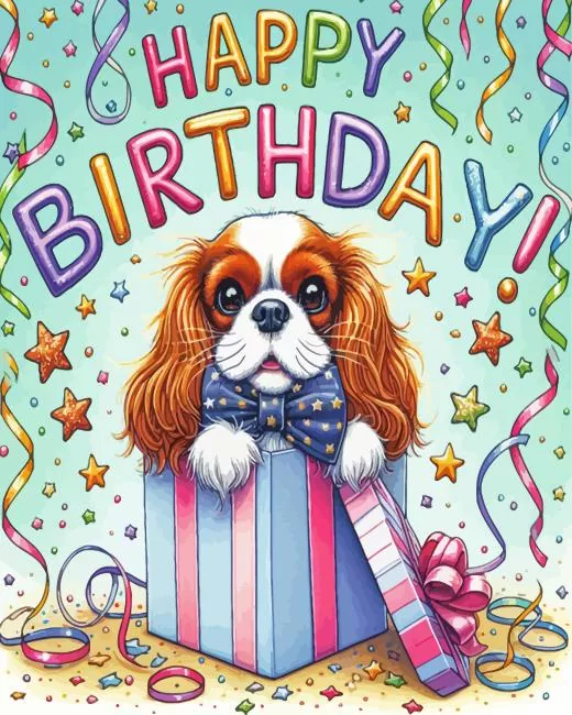 cavalier king charles puppy birthday Diamond Paintings Cavalier King Charles Puppy Birthday Diamond Painting