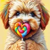 Cavoodle Puppy With Lollypop Diamond Painting