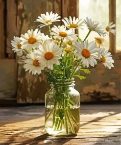 Chamomile In Glass Jar Diamond Painting