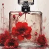 Chanel Bottle Red Flowers Art Diamond Painting