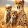 Cheetah And Cubs Diamond Painting