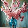 Cherry Blossom Bouquet Vase Diamond Painting