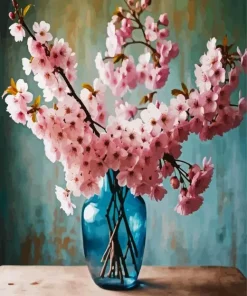 Cherry Blossom Bouquet Vase Diamond Painting