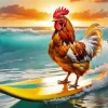 Chicken On A Surfboard Diamond Painting