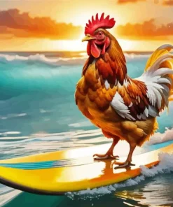 Chicken On A Surfboard Diamond Painting