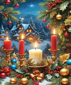 Christmas Candles Diamond Painting