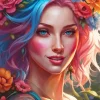 Cool Girl Flowers Art Diamond Painting