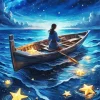 Cool Girl In Boat Diamond Painting
