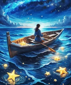 Cool Girl In Boat Diamond Painting