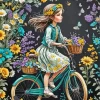 Cool Girl On Bicycle Art Diamond Painting