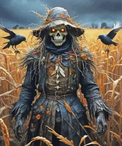 Cool Scarecrow With Crows Art Diamond Painting