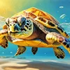 Cool Sea Turtle Beach Art Diamond Painting