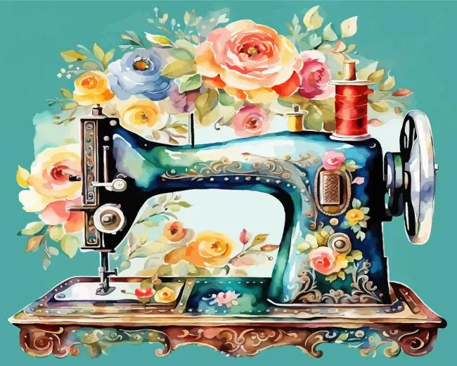 cool sewing machine art Diamond With Numbers Cool Sewing Machine Art Diamond Painting