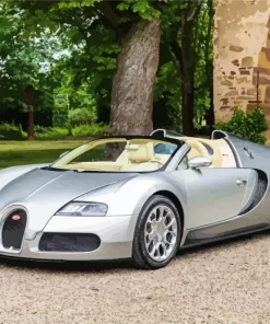 Cool Silver Bugatti Veyron Diamond Painting