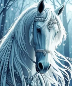 Cool White Horse Diamond Painting