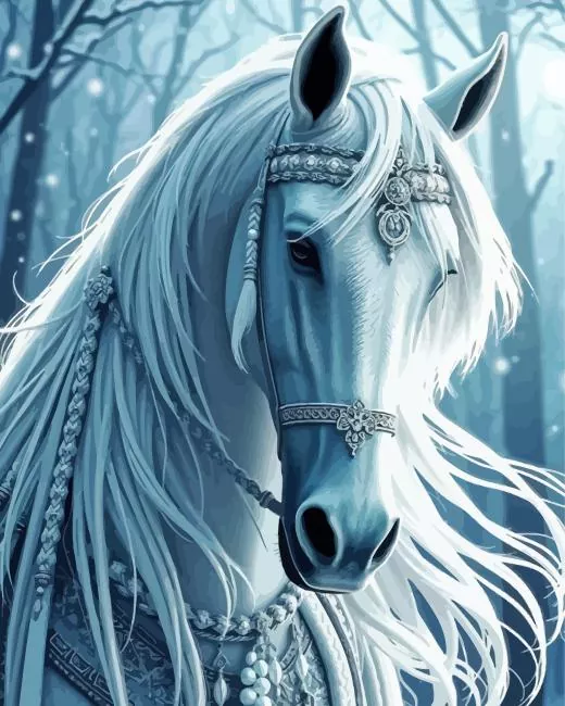 cool white horse Diamond Paintings Cool White Horse Diamond Painting