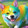 Cute Rainbow Dog Diamond Painting
