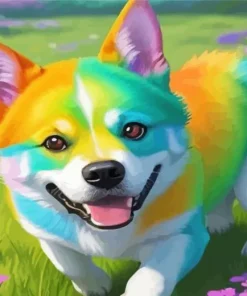 Cute Rainbow Dog Diamond Painting