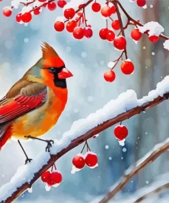 Cute Winter Cardinal Diamond Painting