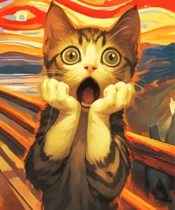 Domestic Short Haired Cat Screaming Diamond Painting