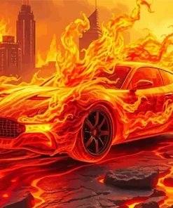 Fire Car Diamond Painting