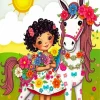 Floral Girly Horse And Little Girl Diamond Painting