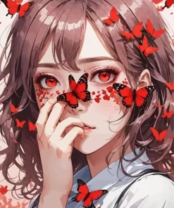 Girl Face Butterfly Diamond Painting