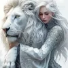 Girl Hugging A Lion Art Diamond Painting