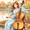 Girl Playing Cello Diamond Painting