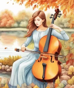 Girl Playing Cello Diamond Painting