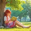 Girl Reading A Book Under A Tree Diamond Painting