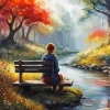 Girl Sitting Alone Diamond Painting