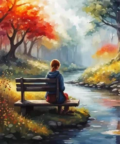 Girl Sitting Alone Diamond Painting