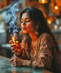 Girl Smoking Cigarette Diamond Painting