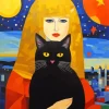 Girl With A Cat Art Diamond Painting