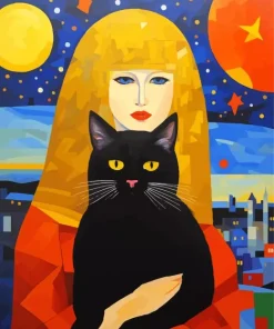Girl With A Cat Art Diamond Painting