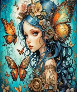 Girl With Butterfly Diamond Painting