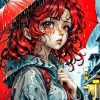 Girl With Umbrella Anime Diamond Painting