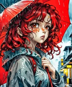 Girl With Umbrella Anime Diamond Painting
