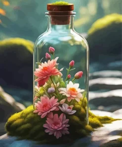 Glass Bottle With Flowers Art Diamond Painting