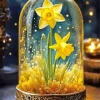 Glass Daffodil Flowers Art Diamond Painting