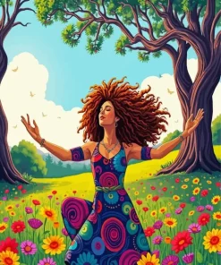 Hippie Lady Doing Yoga Diamond Painting