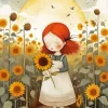 Little Girl Holding A Sunflower Diamond Painting