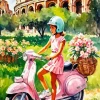 Little Girl On Vespa Diamond Painting