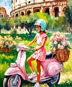 Little Girl On Vespa Diamond Painting